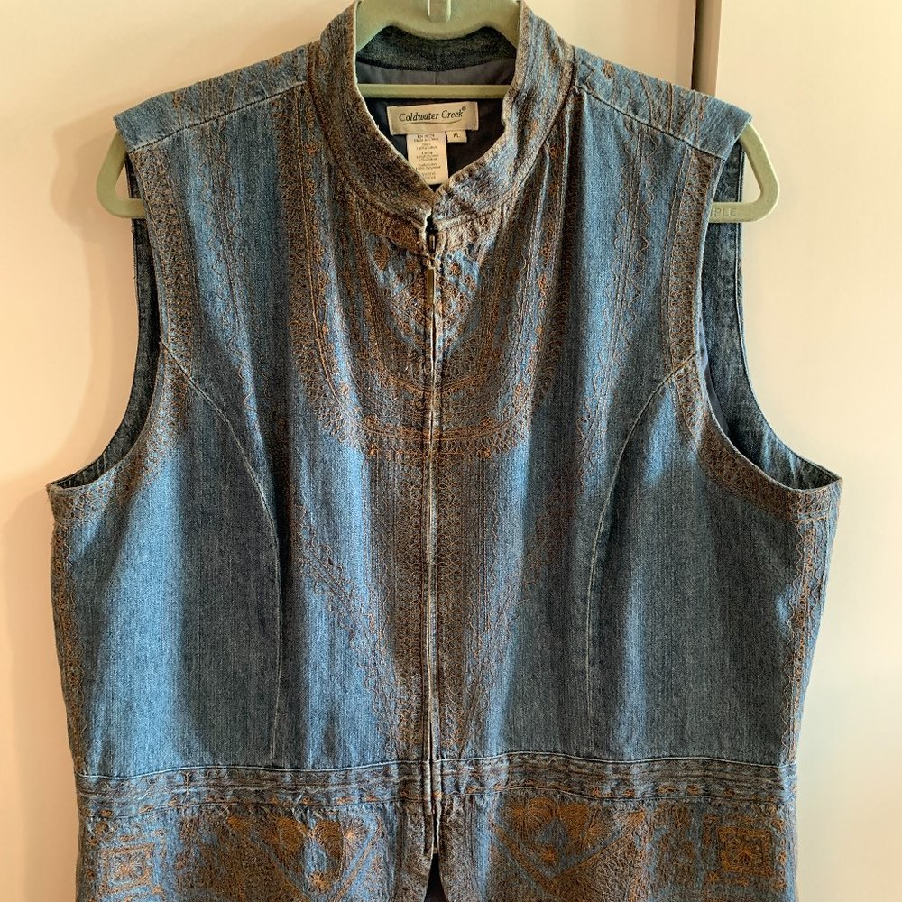 COLDWATER CREEK WOMENS DENIM VEST XL